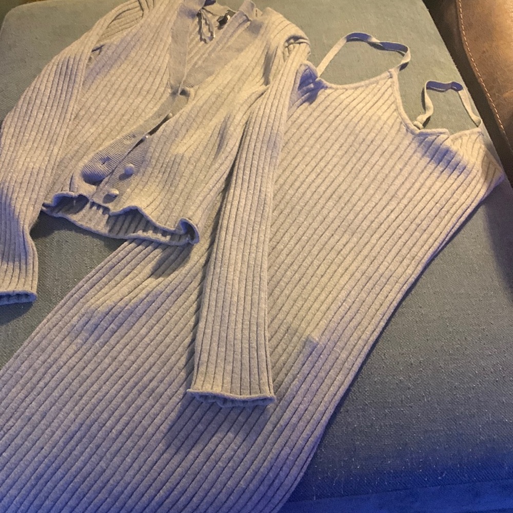 Two peace set.  Long dress with a button sweater.  New